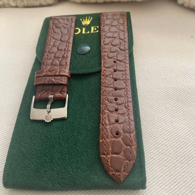 Rolex Brown Croc-Embossed Leather Watch Strap With Silver Buckle 20mm in red|silver|gray|brown Crocodile from Poshmark