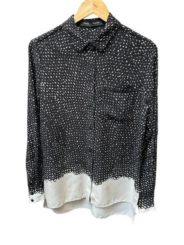 Proenza Schouler Women's Silk Mix Shirt Black and Grey Size: 10 in Black Silk from Oxfam Online Shop