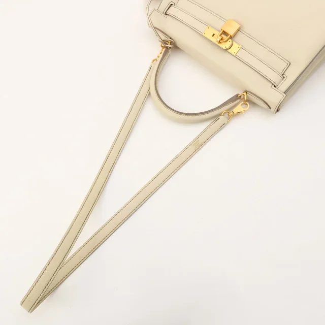 Hermès 2018 Kelly 28 Craie in White Epsom leather from VINTAGE QOO TOKYO, photo 12 of 13