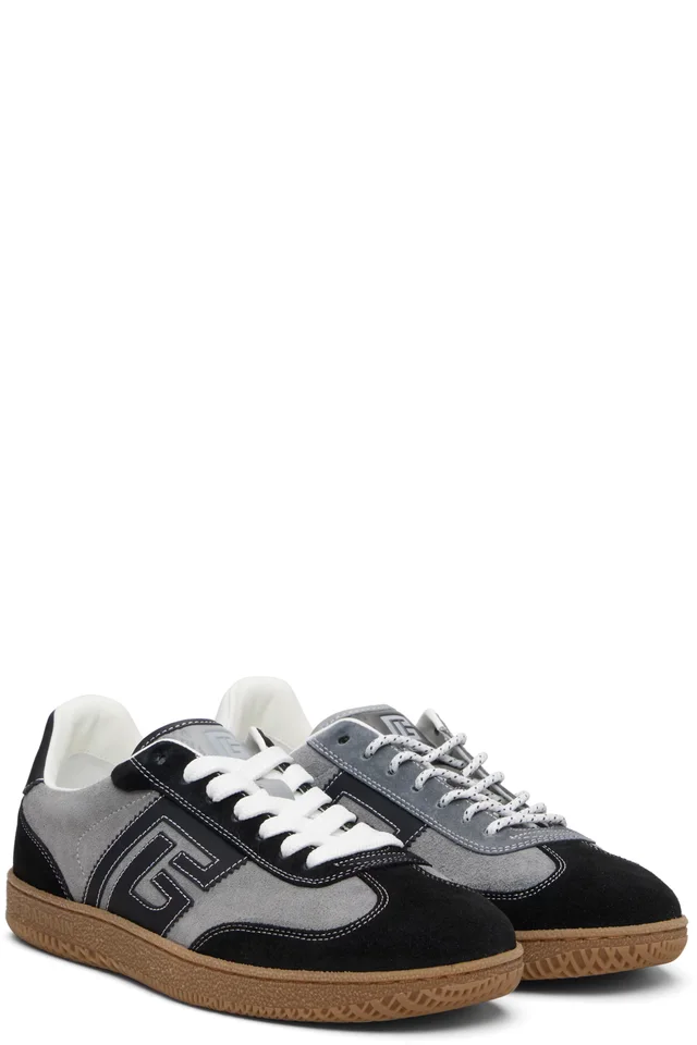 Gray & Black Suede 'Balmain Swan' Sneakers, photo 4 of 5 from SSENSE