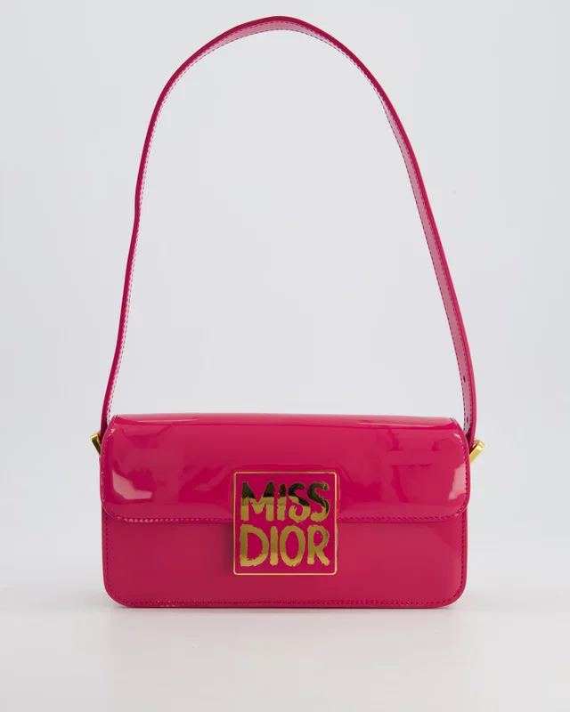 Fuchsia Miss Dior Flap Shoulder Bag in Pink Calfskin from Sellier