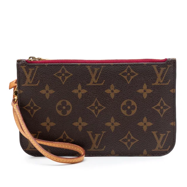 Brown Louis Vuitton Monogram Neverfull PM Pouch in Brown Coated canvas from Designer Revival