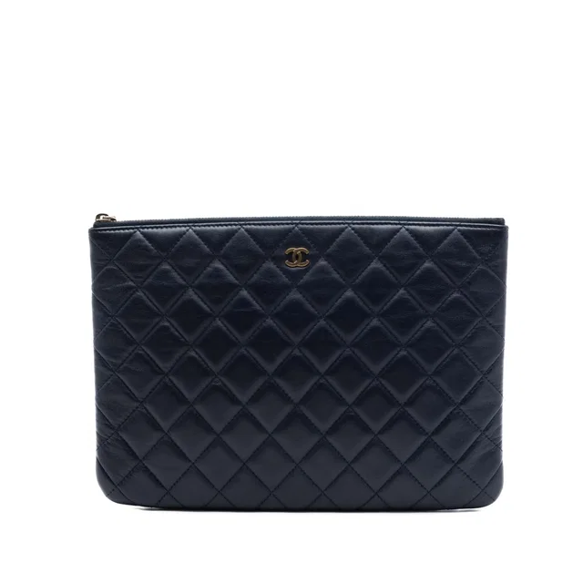 Blue Chanel Medium Quilted Lambskin O Case Clutch in Blue Lambskin from Designer Revival, photo 1 of 1