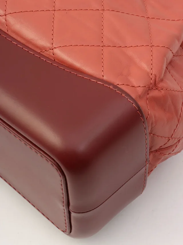 Chanel 2018 Production CC Mark Plate Chain Backpack Pink/Bordeaux in Burgundy Leather from VINTAGE QOO TOKYO, photo 10 of 23