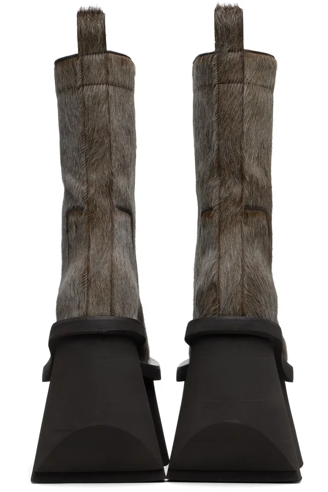 Rick Owens Brown Concordians Factory Boots, photo 2 of 5 from SSENSE