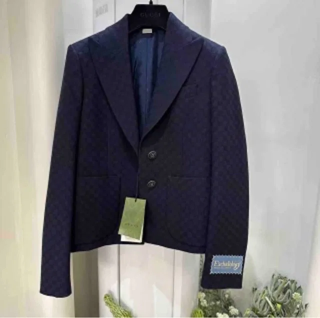 Gucci navy blue patterned suit jacket, size 38 in Navy from Luxury Promise