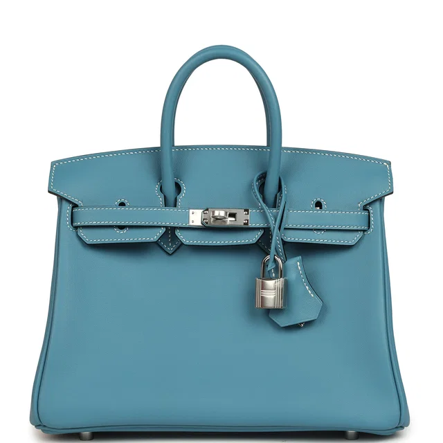Hermès Birkin 25 Blue Jean Swift Palladium Hardware in Blue Swift leather from Madison Avenue Couture