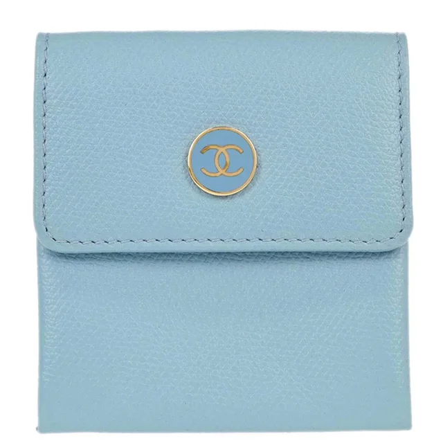 Chanel 2003-2004 Light Blue Leather Coin Purse Wallet in Blue Leather from AMORE Vintage Tokyo