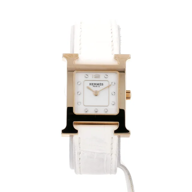 Heure H watch, small model, gold-plated. Ref: Hermès - HH1.202. Circa 2026 in Gold Leather from Collector Square, photo 2 of 3