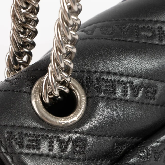 Balenciaga Black BB Round Small Chain Bag in Black Leather from Labellov, photo 8 of 9