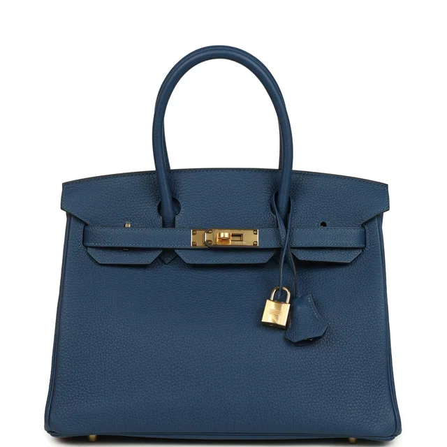 Hermès Birkin 30 Deep Bleu Togo Gold Hardware in Blue Togo leather from Madison Avenue Couture