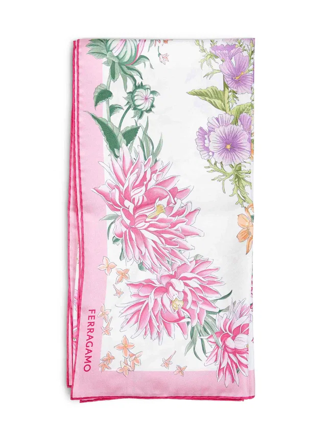 Ferragamo Scarf — Pink Silk Scarfs in Pink Silk from HEWI