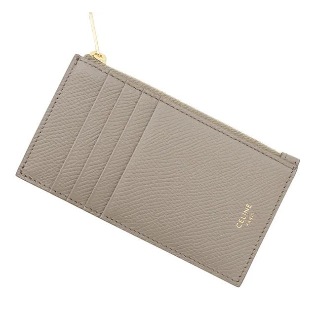 Celine Compact Zip Card Holder Greige10B683BEL Leather in Leather from GALLERY RARE