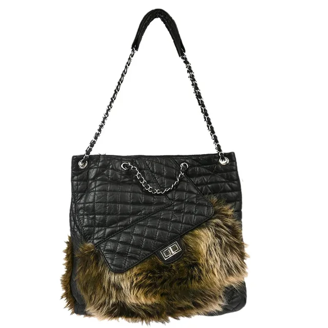 Chanel 2009-2010 Faux Fur XL Tote Bag in Lambskin from AMORE Vintage Tokyo