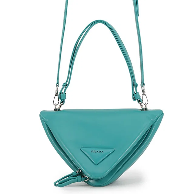 Prada Padded Triangle 2-Way Handbag Turquise Green1BA315_2DX8_F0363 Leather in Leather from GALLERY RARE