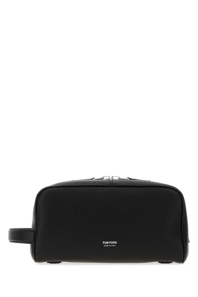 Tom Ford Leather Zip Pouch Travel Wallet — Black in Black Leather from HEWI
