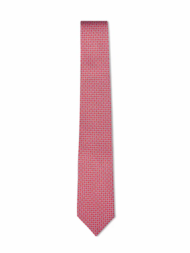 Ferragamo Silk Twill Gancini Necktie — Red Neckties in Red Silk from HEWI