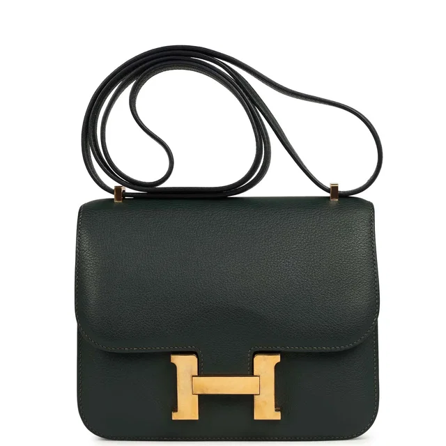 Hermès Constance 18 Vert Anglais Chevre Mysore Gold Hardware in Green Goatskin from Madison Avenue Couture