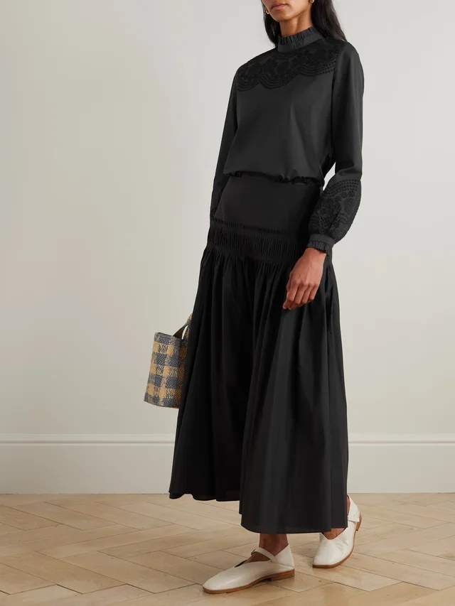EMPORIO SIRENUSE Mona broderie anglaise cotton-blend poplin blouse in Black, photo 2 of 2 from NET-A-PORTER (Canada)