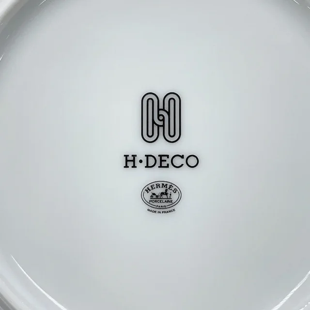 Hermès H Deco Soup Plates (Set of 2) White/BlackP037013P Porcelain Size 8.7" in White from GALLERY RARE, photo 8 of 9