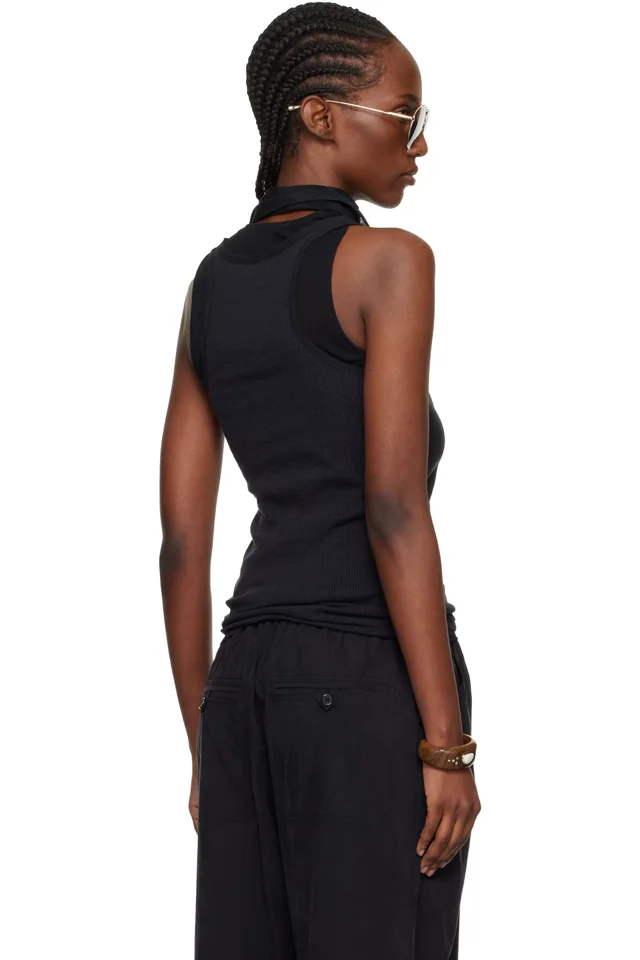 Isabel Marant Black Helma Silk Tank Top, photo 3 of 5 from SSENSE
