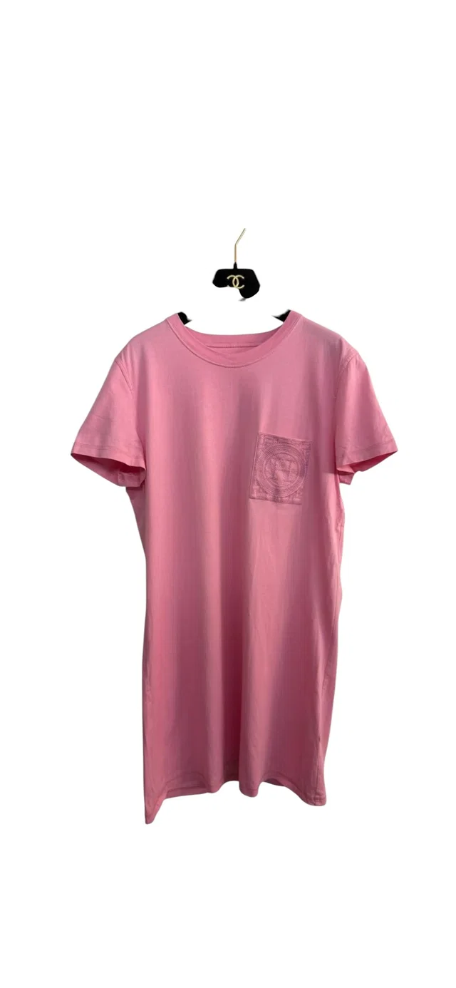Hermès Embroidered Pocket Dress Pink Sz44 in Pink from Luxury Promise