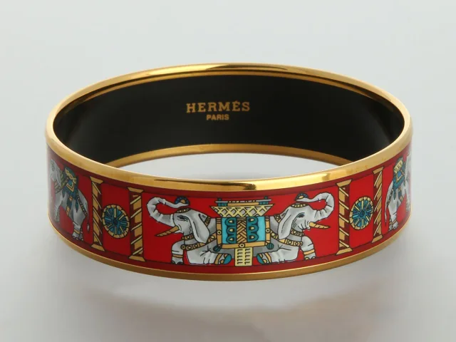 Hermès Wide Torana Elephant Enamel Bangle from Ann's Fabulous Finds, photo 2 of 5