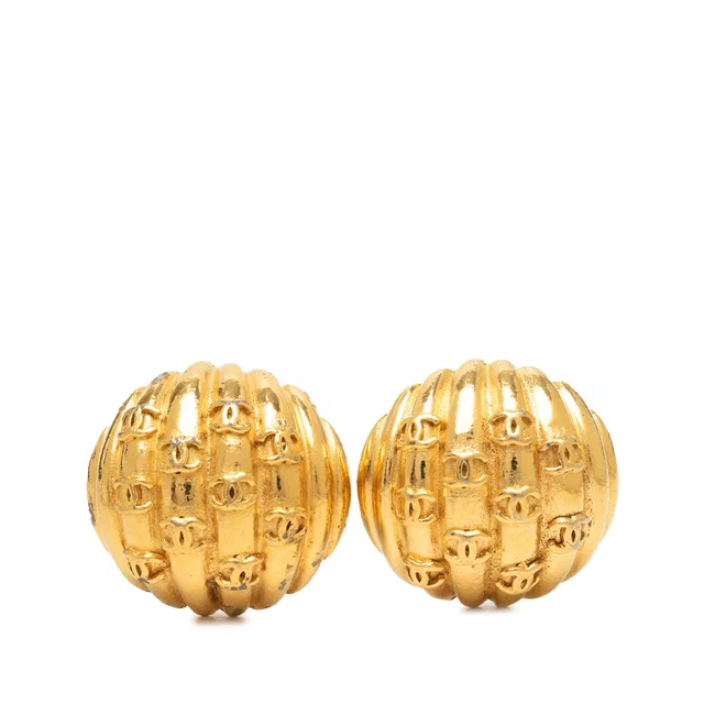 Gold Chanel CC Gold Plated Shell Clip On Earrings in Gold from Designer Revival