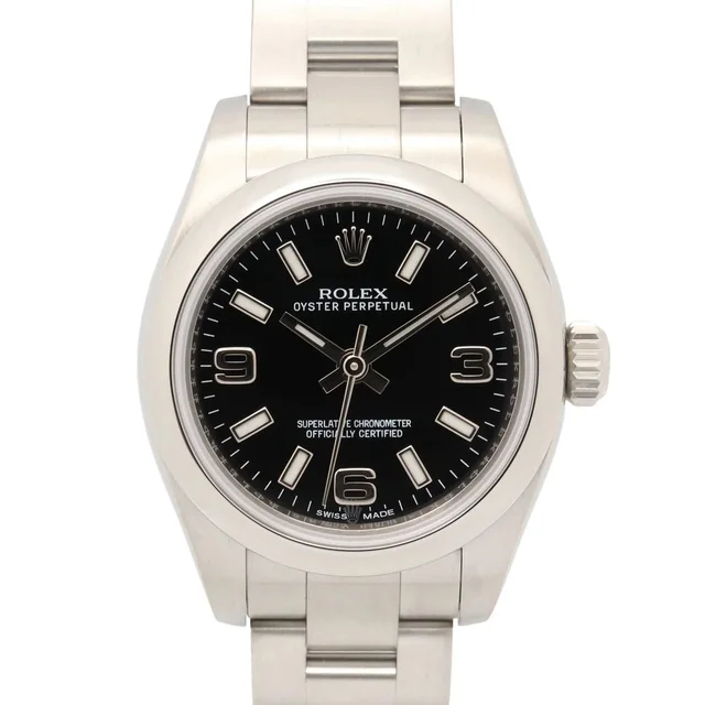 Rolex Oyster Perpetual Random Serial Number Watch, Stainless Steel, Ladies, Black, 369 Dial, 176200 in black from Grailed