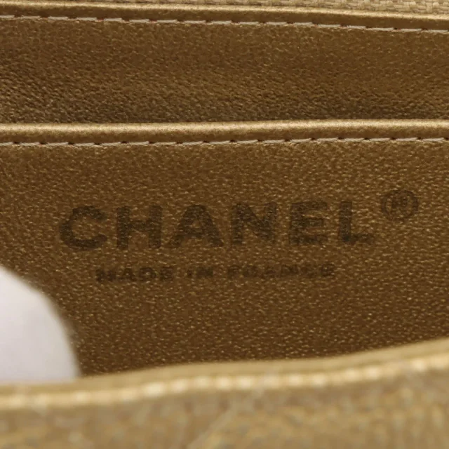 Chanel Caviar Skin Classic Flap Chain Bag Mini, Gold, circa 2015 in Gold Caviar leather from VINTAGE QOO TOKYO, photo 6 of 11