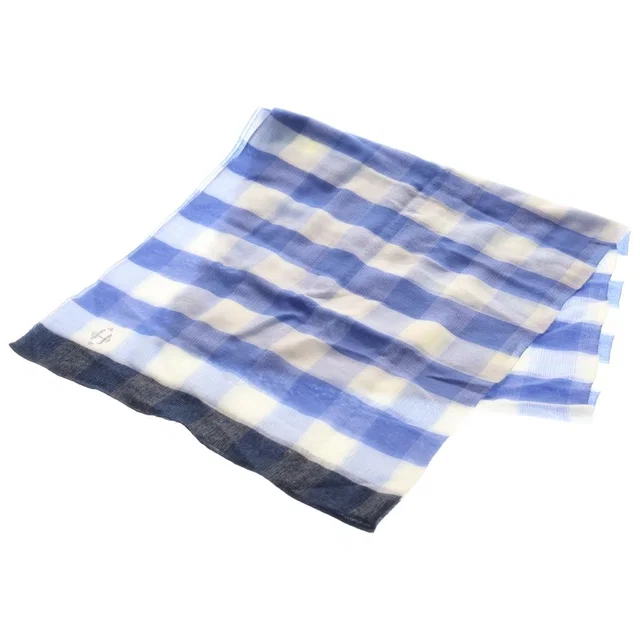Hermès H Plaid Cashmere Silk Large Shawl Blue Scarf in Blue Silk from The Reluxe