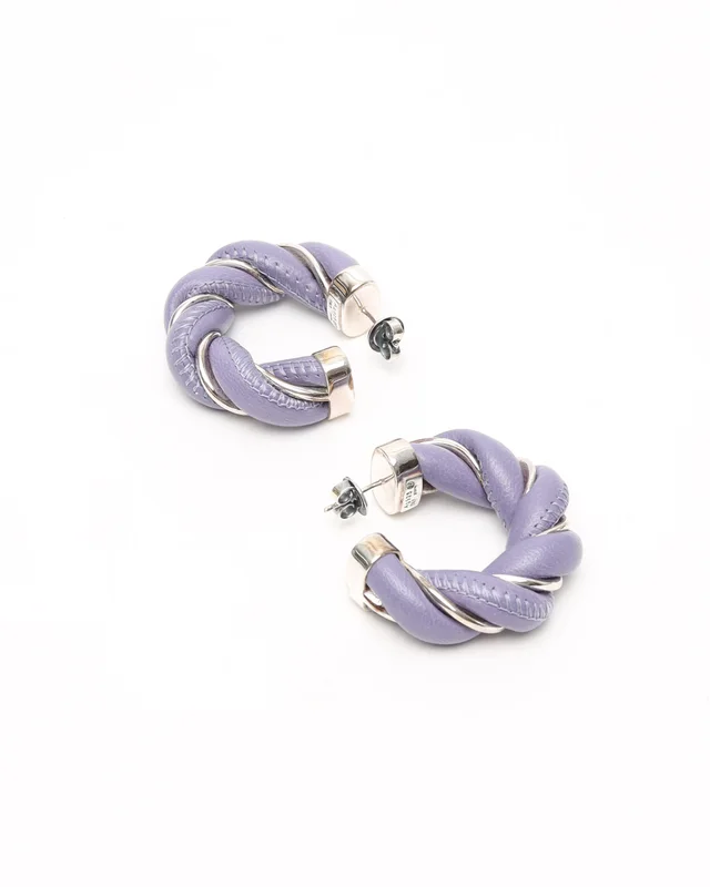 Bottega Veneta Twisted Hoop Earrings in Leather from A Retro Tale, photo 4 of 4