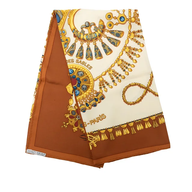 Brown Hermès Parures des Sables Silk Scarf Scarves in Brown Silk from Designer Revival