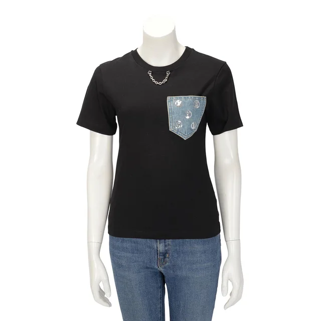Louis Vuitton Cotton Monoram Denim Pocket Tee XXS in Black Denim from Blue Spinach