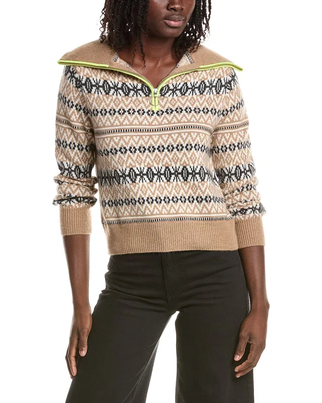 &Isla Asher Fairisle 1/4-Zip 100% Cashmere Sweater, image 1 of 1 from Rue La La