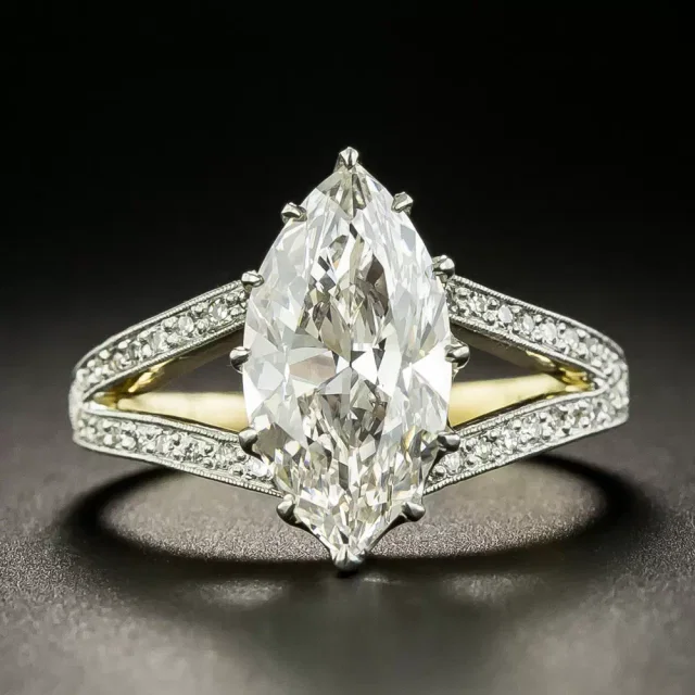 Tiffany & Co. Edwardian 2.71 Carat Marquise Diamond Ring - GIA Faint Pinkish-Brown VS1 in Brown from Lang Antiques