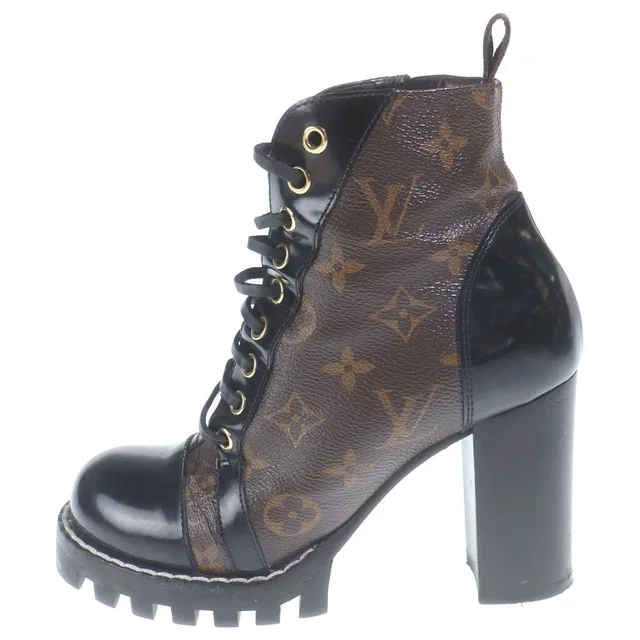 Louis Vuitton Monogram Star Trail Line Short Ankle Boots Heels Leather Gold in Gold Leather from The Reluxe