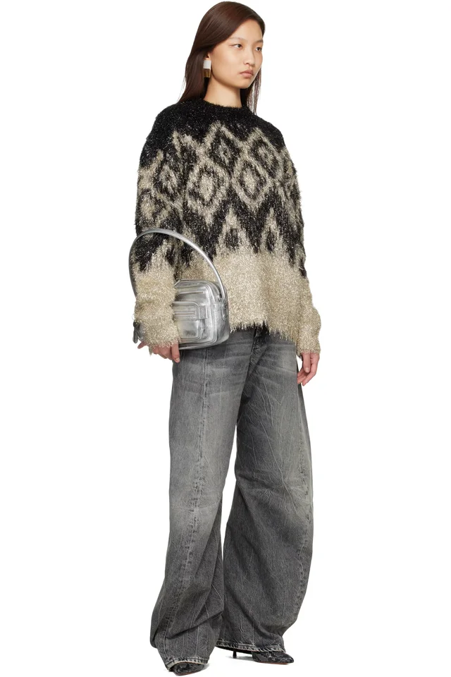 Acne Studios Black Metallic Knit Sweater, photo 4 of 4 from SSENSE