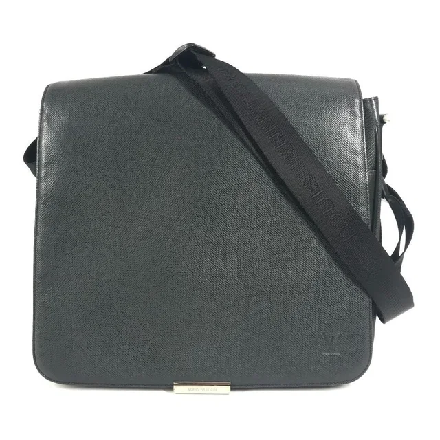 Louis Vuitton Shoulder Bag Victor Taiga Leather Black Khaki in Black Leather from The Reluxe