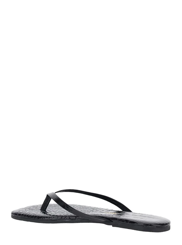 TKEES 'Lily' Black Sandals with flip-flop design and Crocodile Effect in Leather Women in Black, photo 6 of 8 from Gaudenzi Boutique