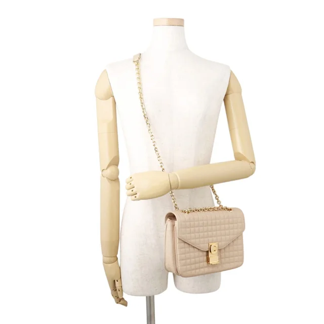 Celine C Medium Quilted ChainShoulder Bag Beige187253BFC Leather in Leather from GALLERY RARE, photo 6 of 18