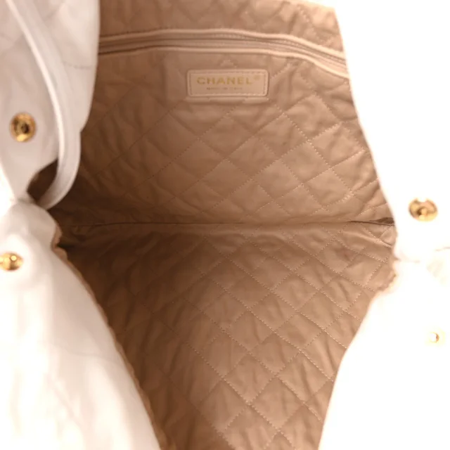 Shiny Calfskin Quilted Chanel 22 White in White Calfskin from FASHIONPHILE, photo 6 of 11