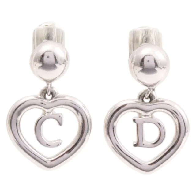 Dior Heart Logo Swing Earrings Silver in Silver from VINTAGE QOO TOKYO