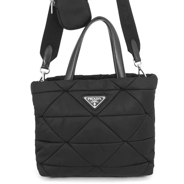 Prada Tessuto Small Padded Quilted 2WAY Bag Black1BG373 Nylon Leather in Nylon from GALLERY RARE