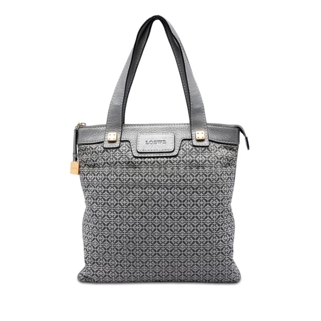 Gray LOEWE Anagram Canvas Tote in Grey Canvas from Designer Revival