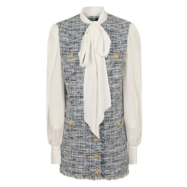 Balmain Tweed Pussy Bowl Mini Dress, Brand Size 34 ( US Size 2 ) in Tweed from Jomashop.com