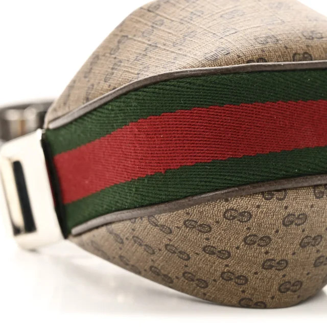 Gucci GG Supreme Monogram Textured Calfskin Web Mini Attache Hobo Beige Ebony New Acero in Beige Calfskin from FASHIONPHILE, photo 9 of 10