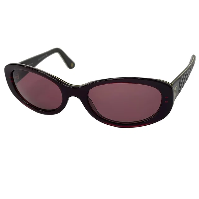 Chanel Sunglasses Dark Navy Bordeaux CC Logo Gold Quilted Eyewear in Burgundy from The Reluxe