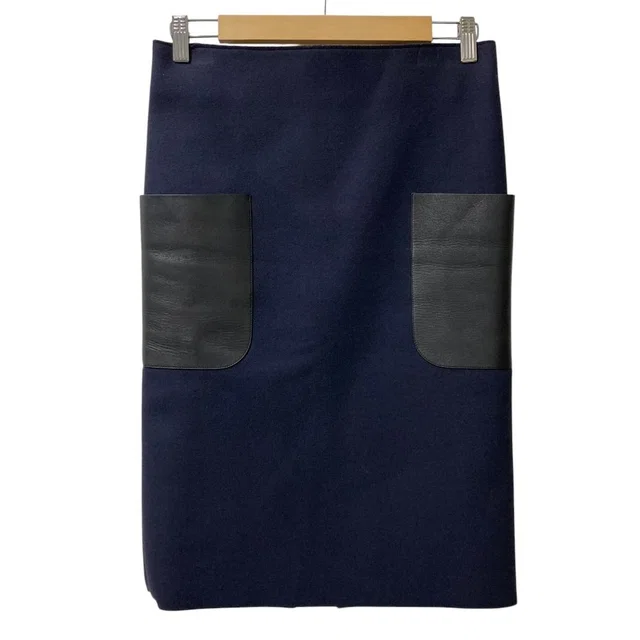 Celine Phoebe Philo Era Lambskin Pocket Wool Skirt 34 Navy in Navy Lambskin from The Reluxe