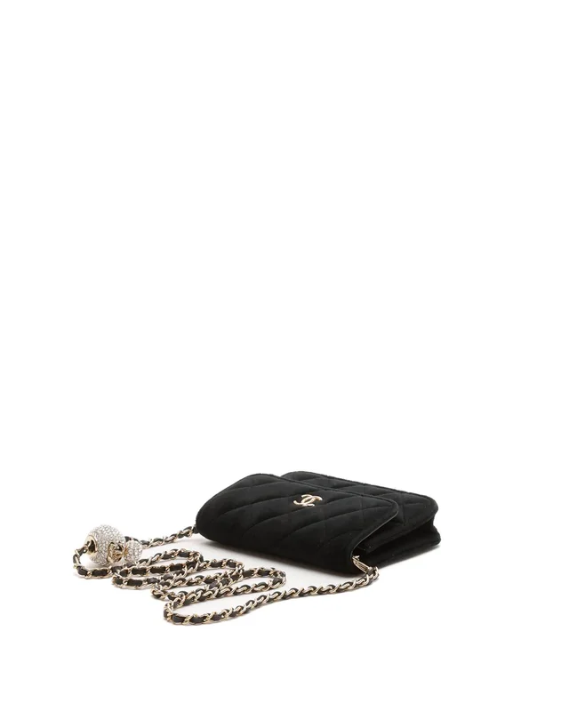 Chanel Mini Velvet Pearl Crush Wallet On Chain Bag in Velvet from A Retro Tale, photo 5 of 6